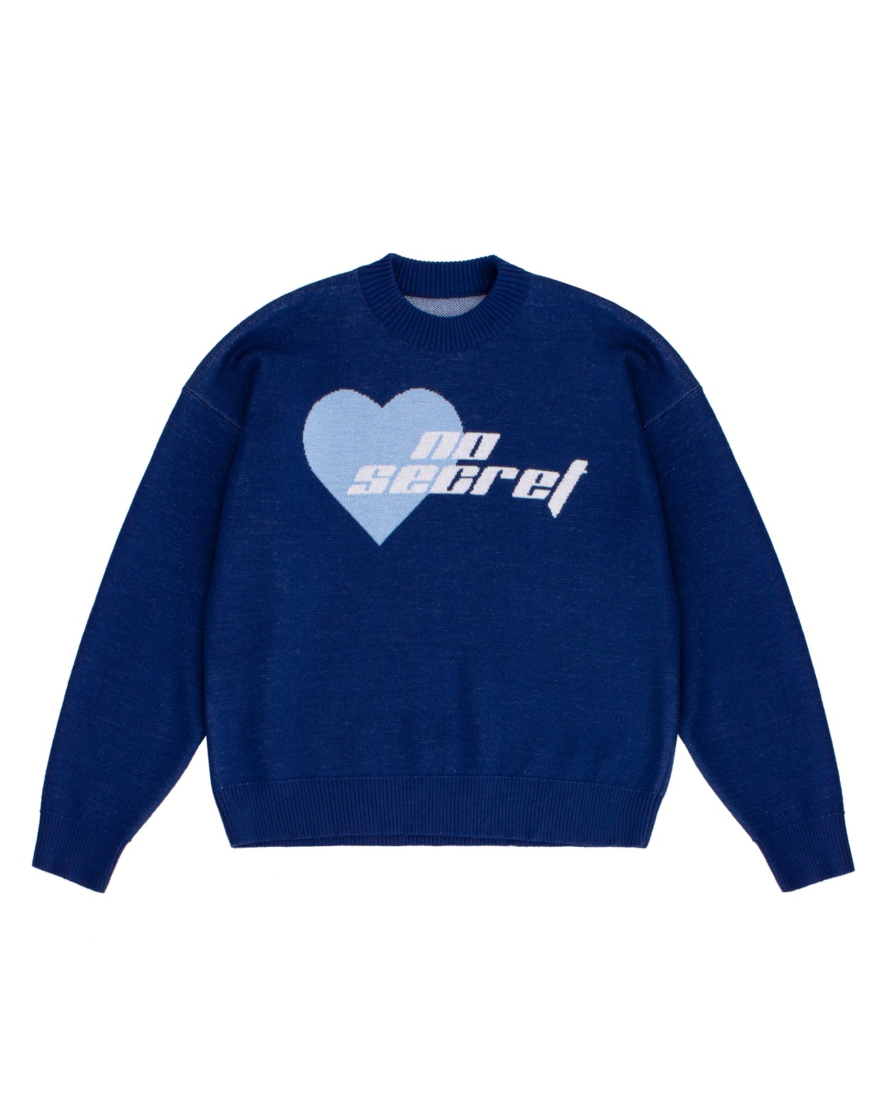 Navy Blue Heart Knit Sweater