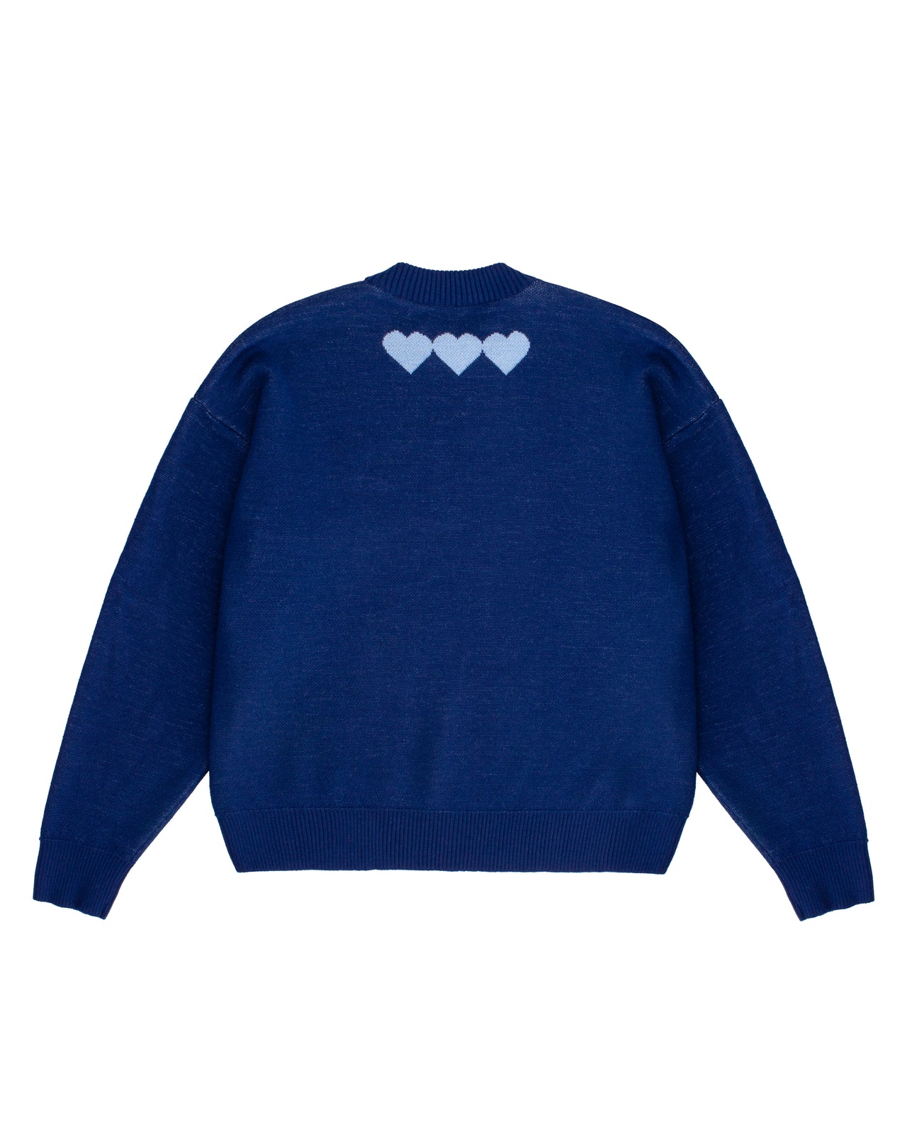 Navy Blue Heart Knit Sweater